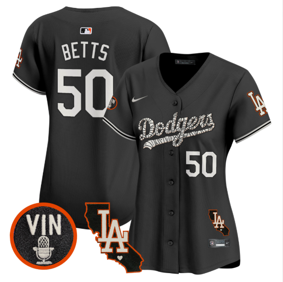 Women Los Angeles Dodgers #50 Betts 2025 black Limited Stitched Jersey->women mlb jersey->Women Jersey